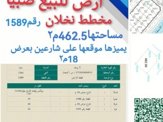 صبيا نخلان ارض للبيع اسكان روضة نخلان